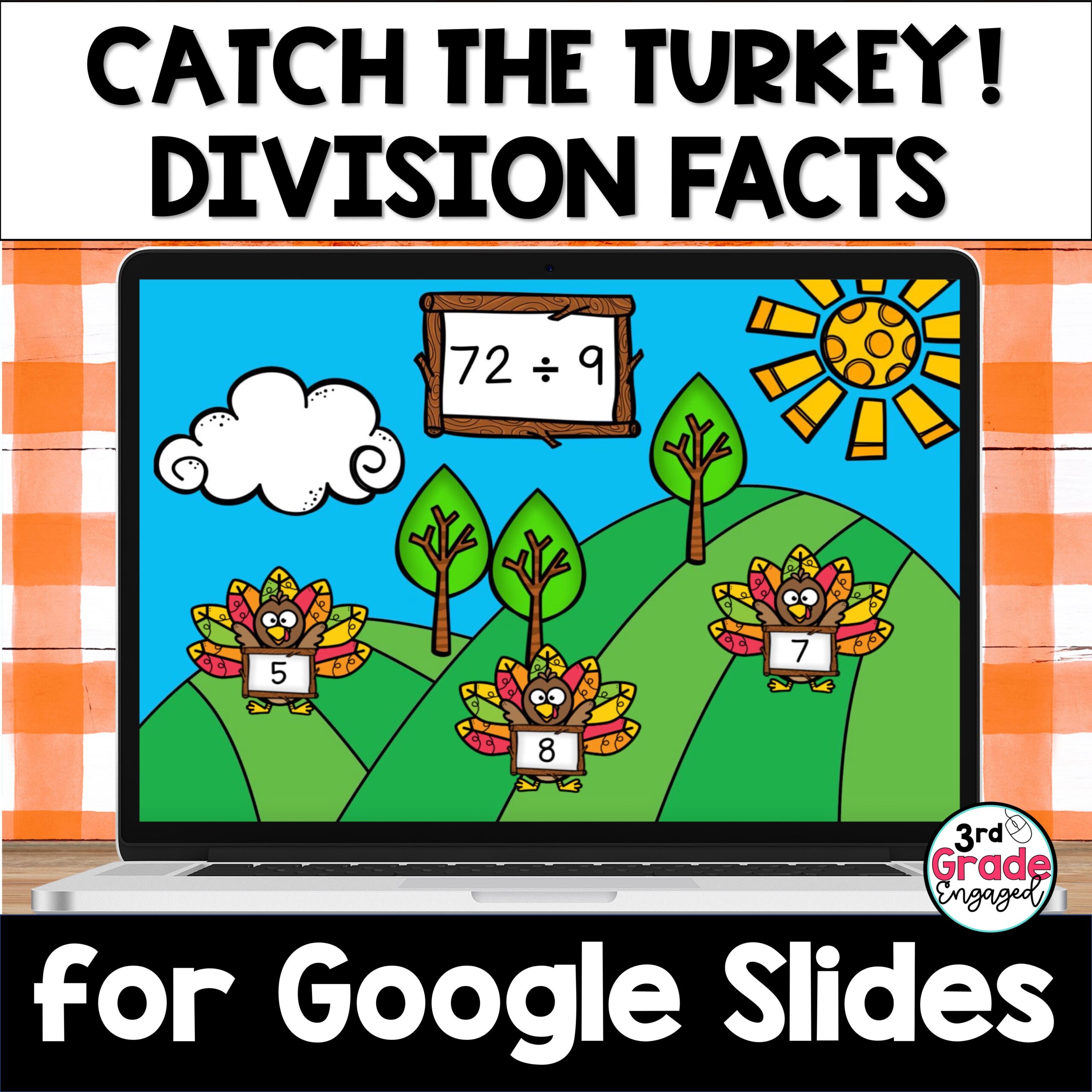 Thanksgiving Catch the Turkey Division Facts for Google Slides ™ - Classful