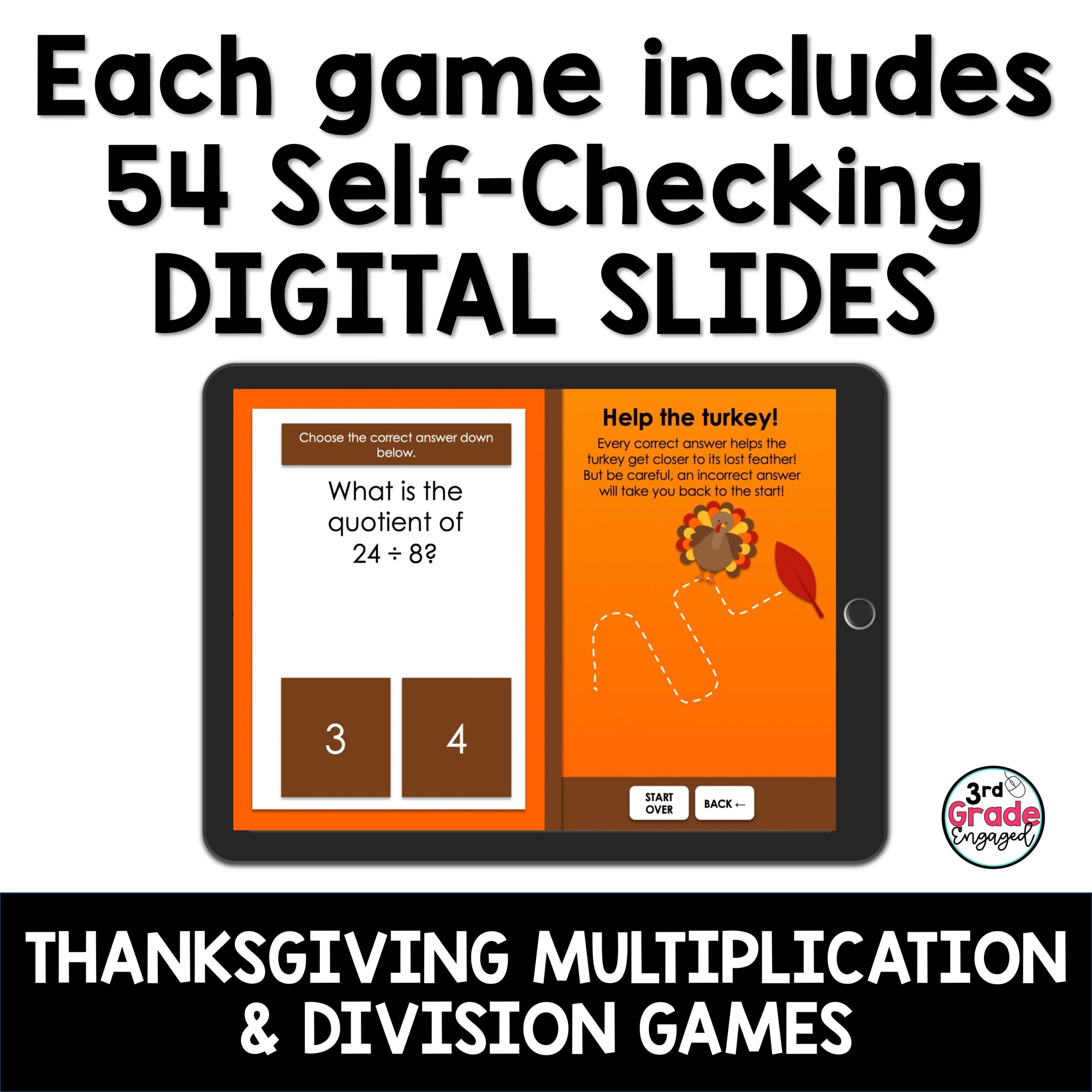 Thanksgiving Multiplication & Division Math Games Bundle for Google ...