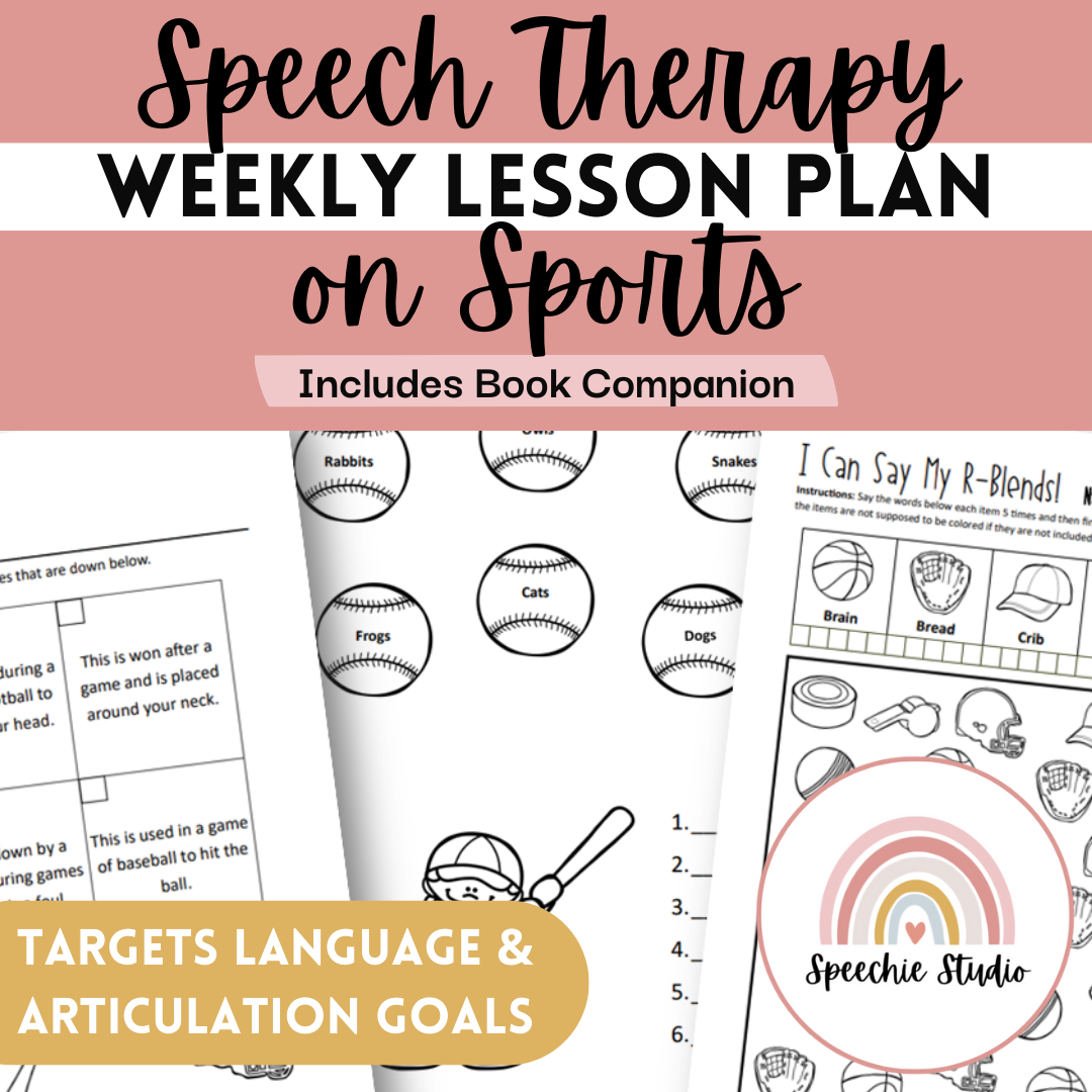 Sports Speech Therapy Thematic Unit + Lesson Plan Speech + Language