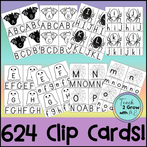 BUNDLE Alphabet Letter Recognition Clip Cards Halloween Theme - Classful