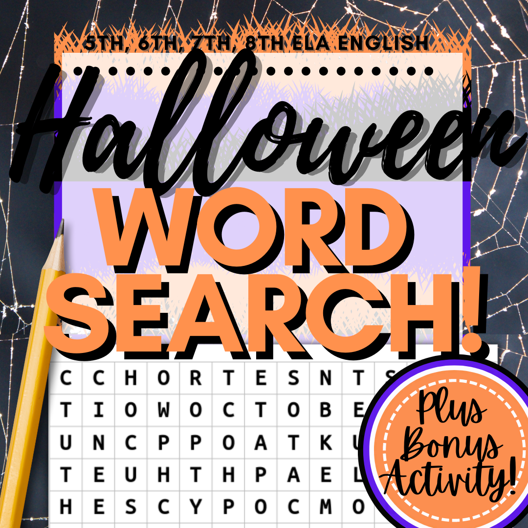 5th 6th 7th 8th middle school halloween english ela activity word