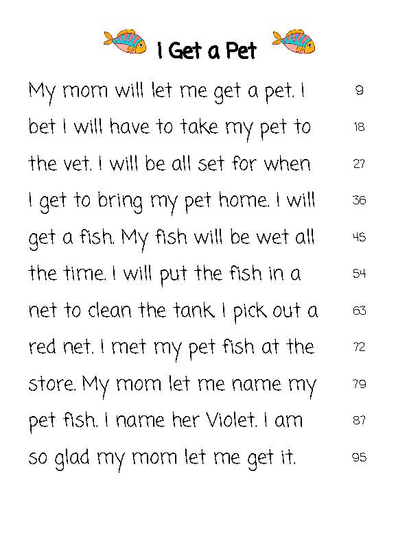 Reading Fluency Passages Short E Classful