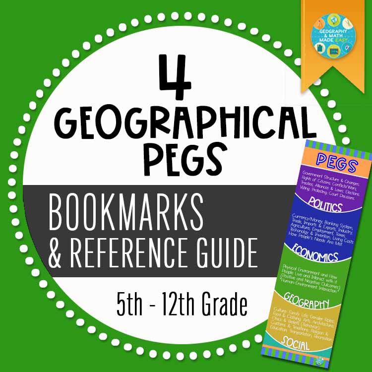 GEOGRAPHY, PEGS (POLITICAL, ECONOMIC, SOCIAL) BOOKMARKS & REFERENCE