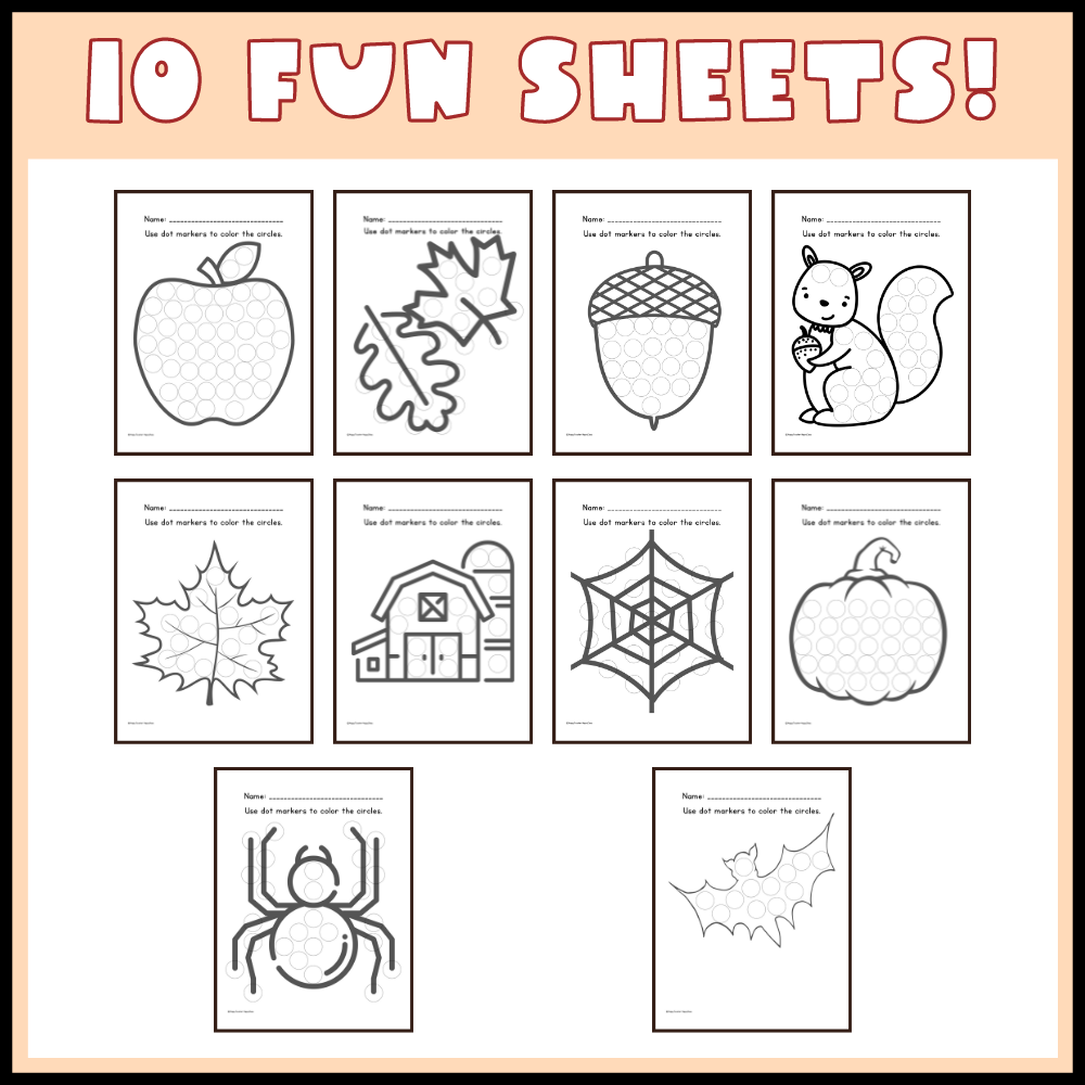 Fall Dot Painting Bundle Dot Marker Activities Printables For Do A