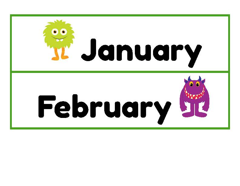 Monster Themed Calendar Set Classful