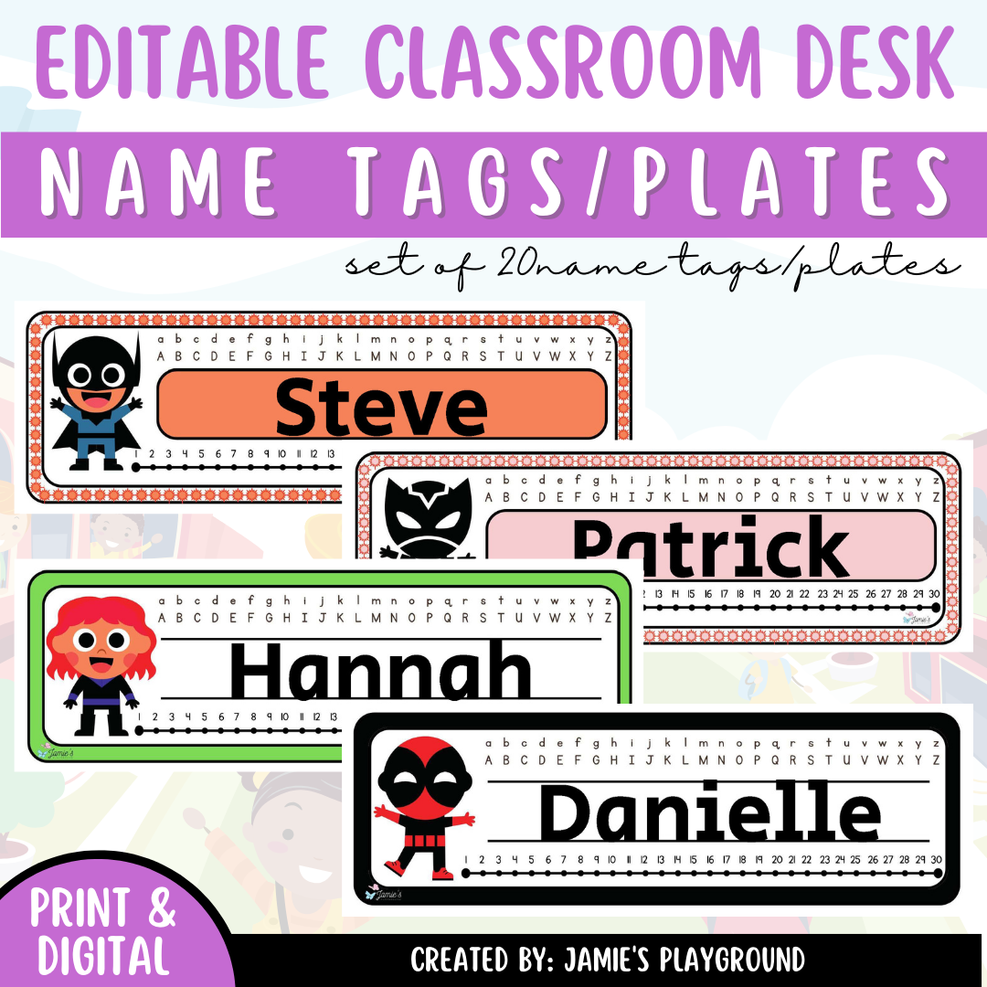 Classroom Desk Name Plates 2 EDITABLE Name Tags for Students Classful