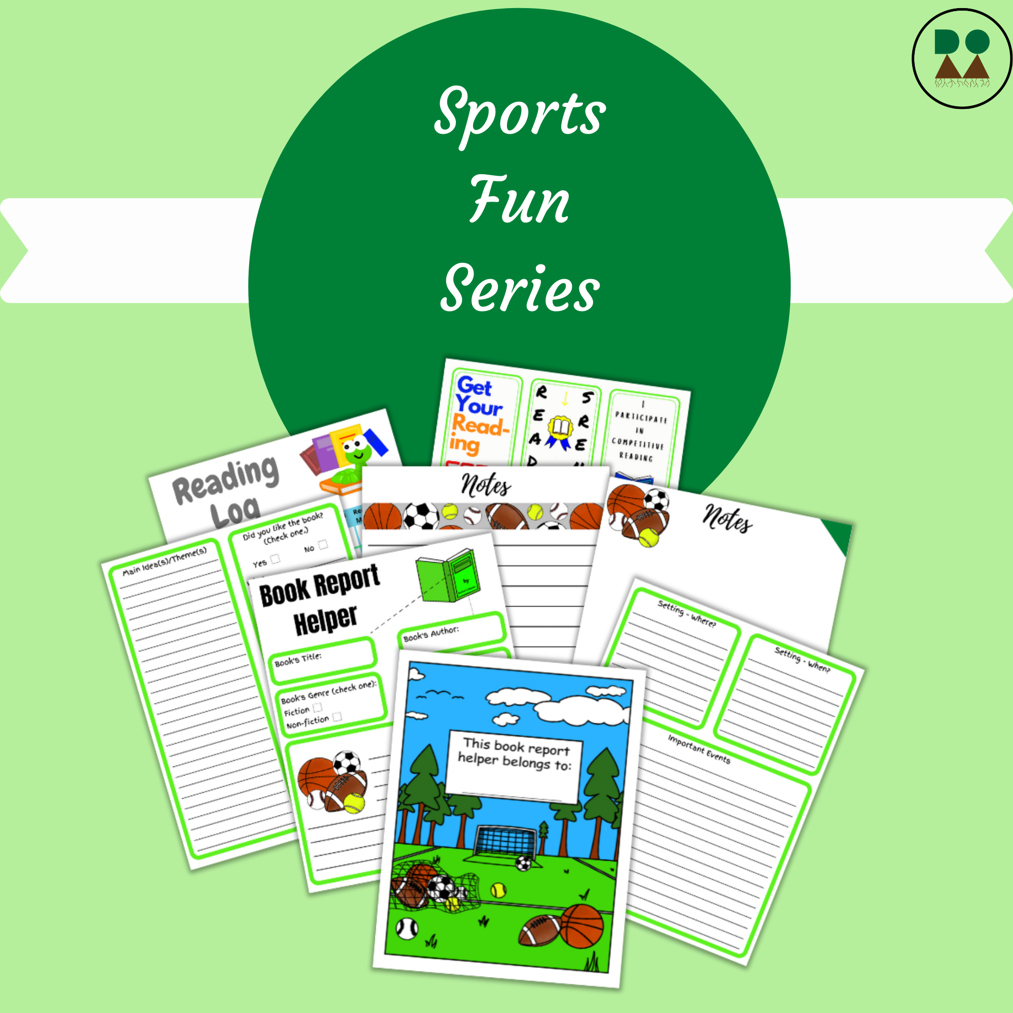 Sports Fun Book Report Helper Bookmarks And Reading Log in Color