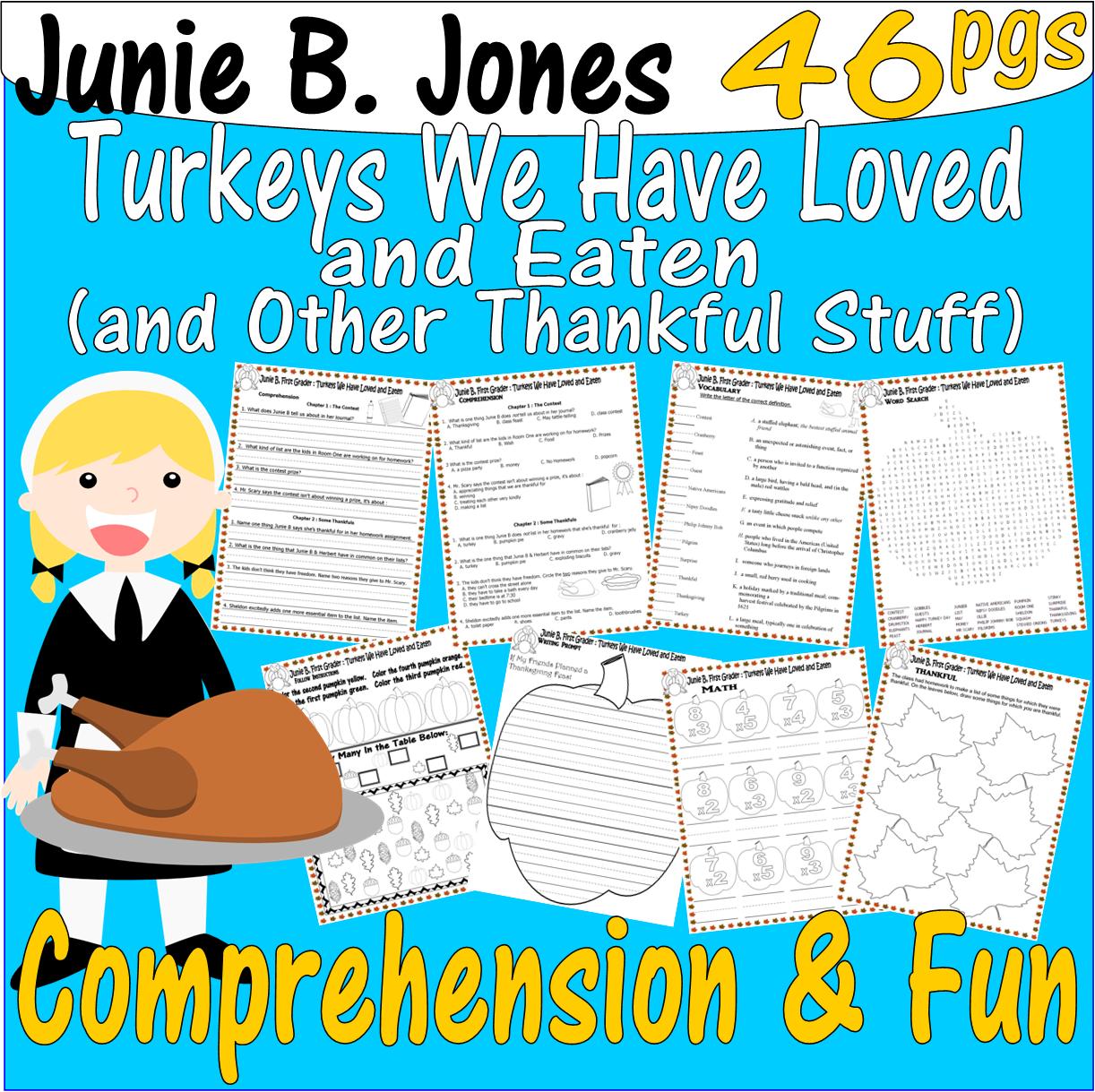 Junie B Jones Turkeys We Have Loved And Eaten Thanksgiving Book Study 