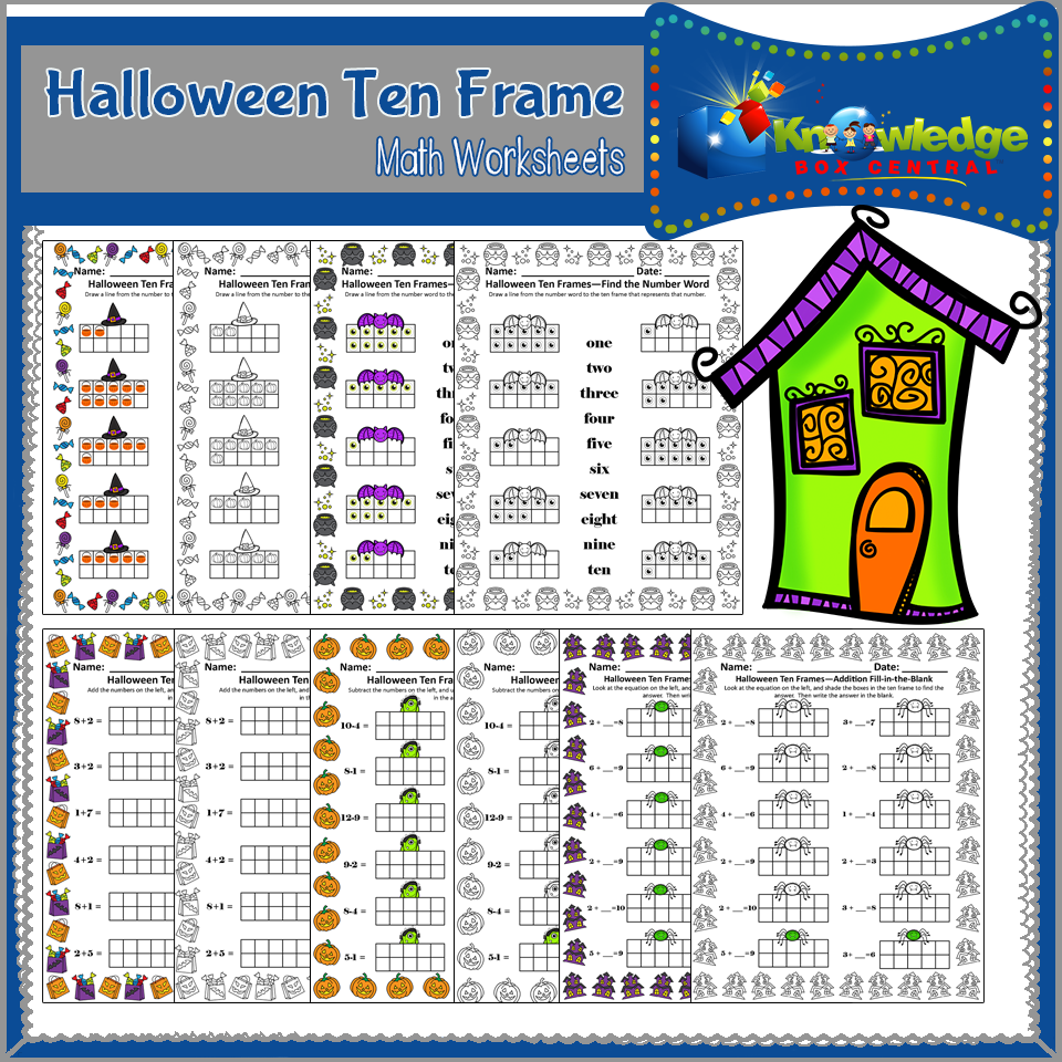 Halloween Ten Frame Math Worksheets - Classful