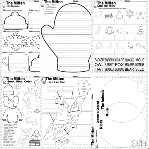 The Mitten Jan Brett Winter Reading Comprehension Book Study Companion
