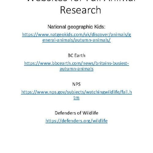 Fall Animal Research Graphic Organizer and Template Guide Classful