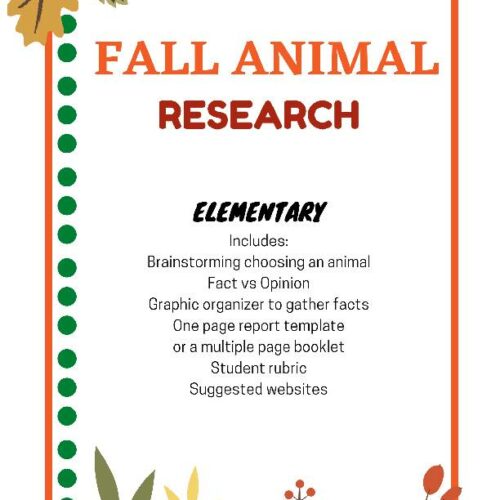 Fall Animal Research Graphic Organizer and Template Guide Classful