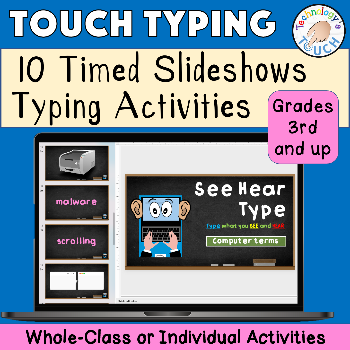 Touch Typing Keyboard Slideshow Activities See Hear Type Classful