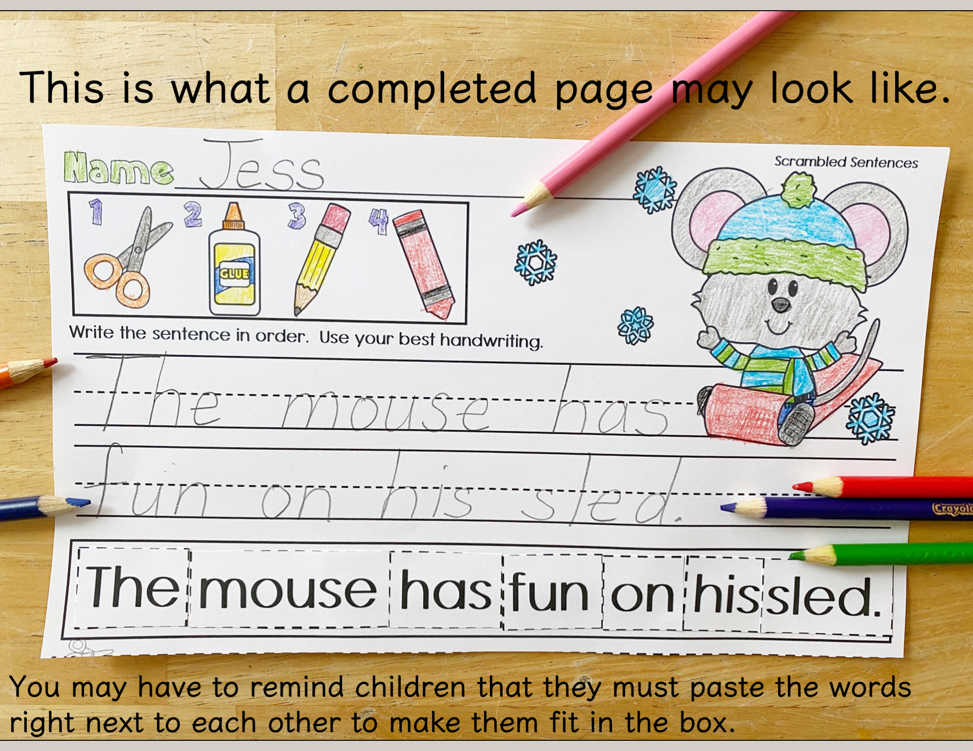 Sentence Fluency Grades 1-2 Scrambled Sentences Cut and Paste Winter  Centers - Classful