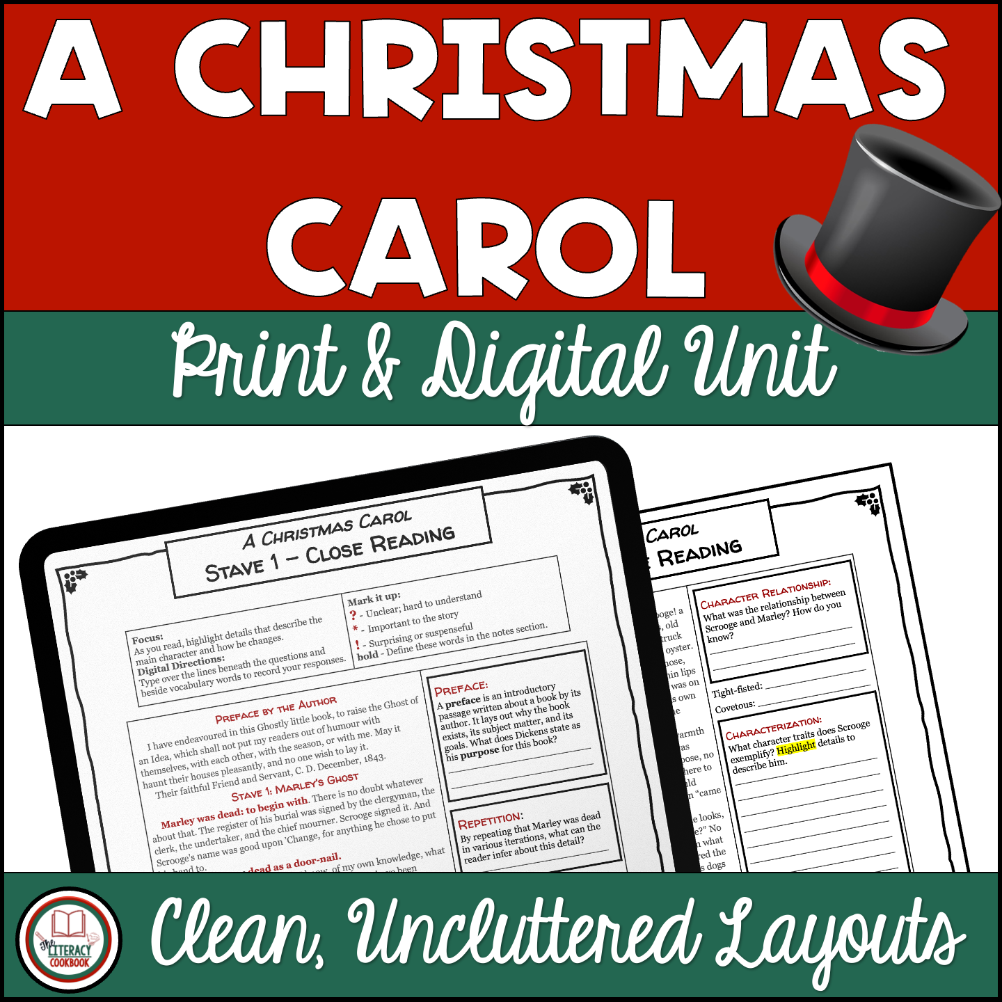 A Christmas Carol - Novel Unit - Digital & Printable - Entire Text of the  Novel - Classful