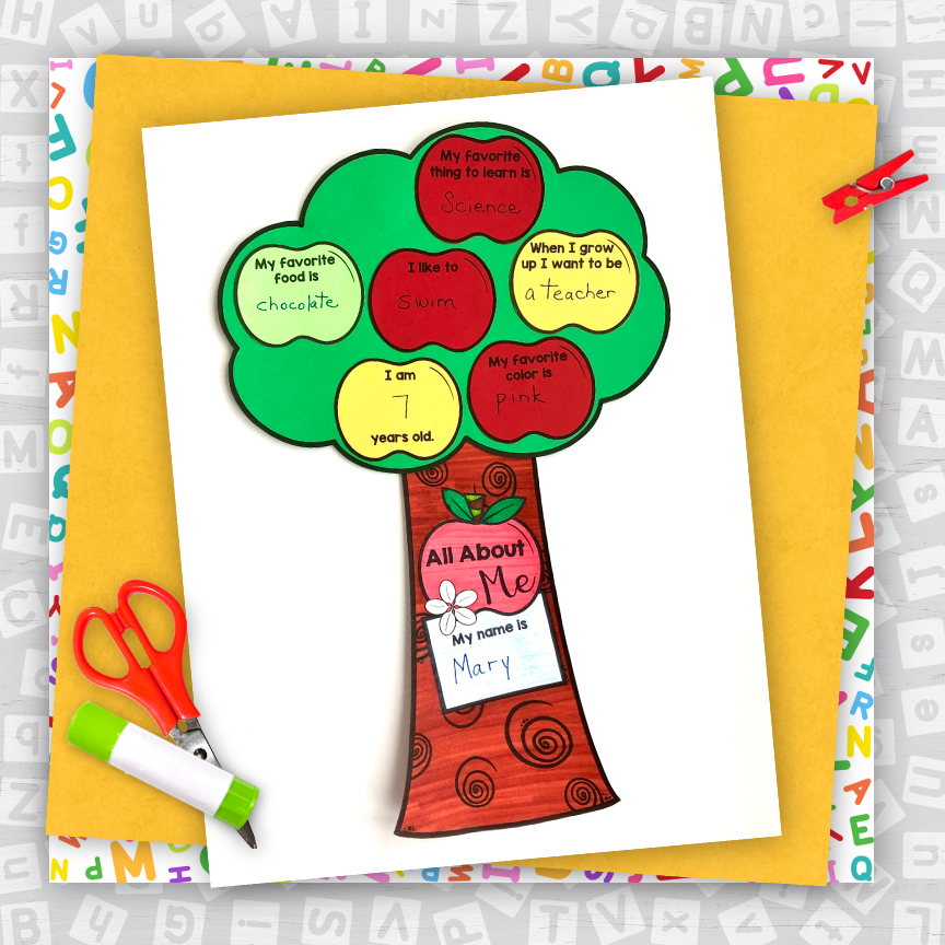 All About Me Back to School Fall Apple Tree Craft - Classful