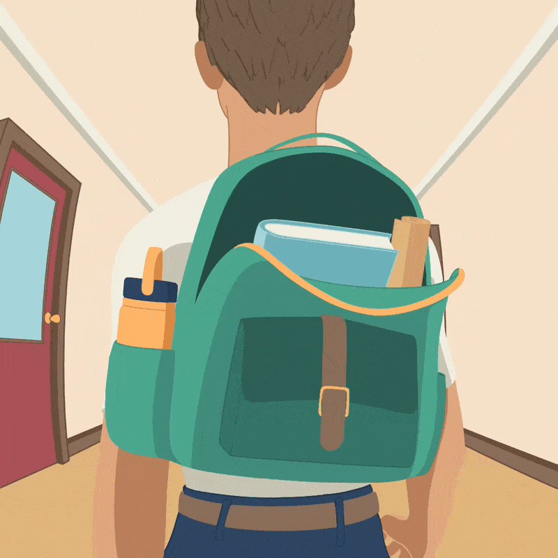 Gif of student walking down a school hallway