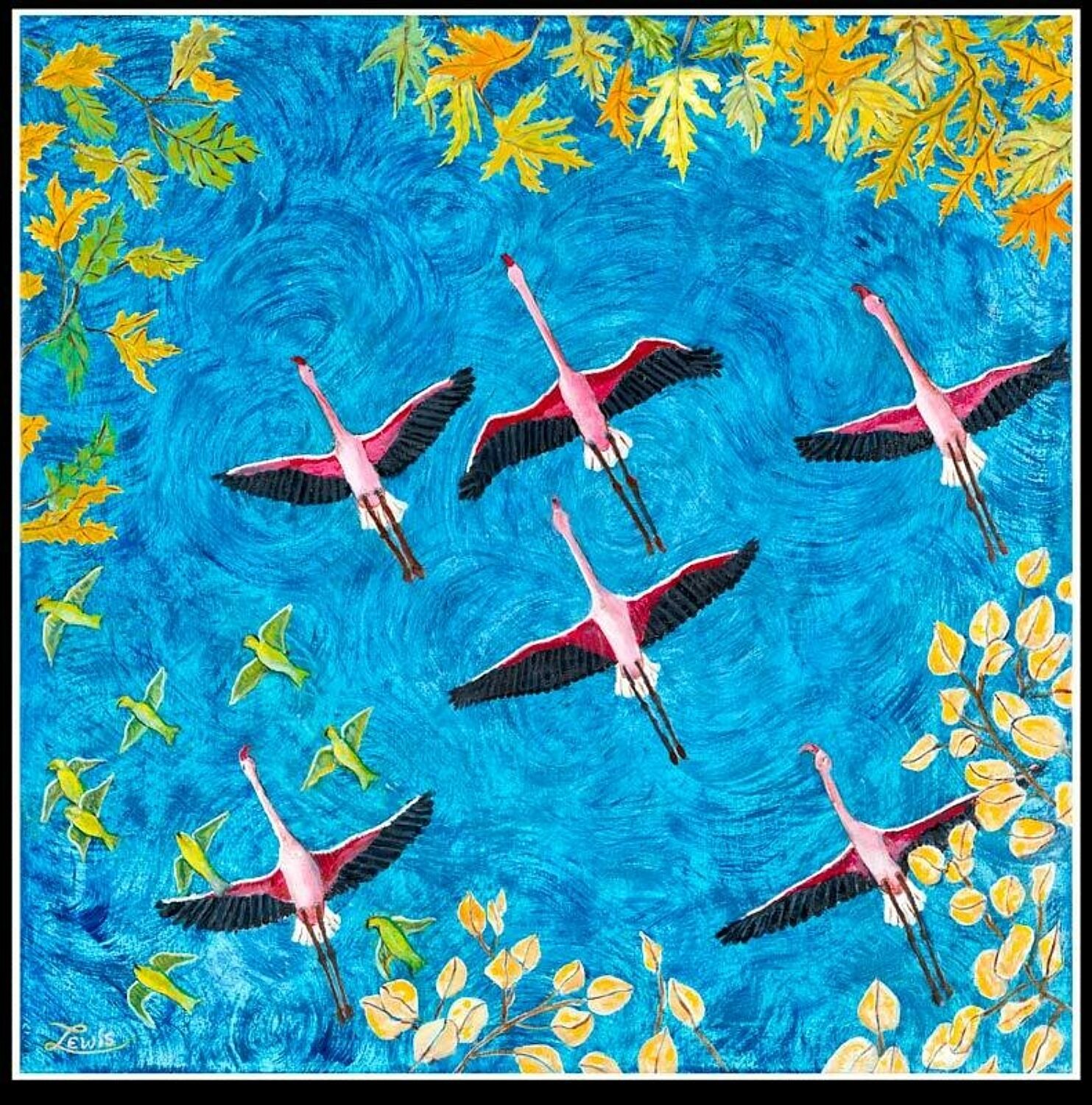 Six Flamingos