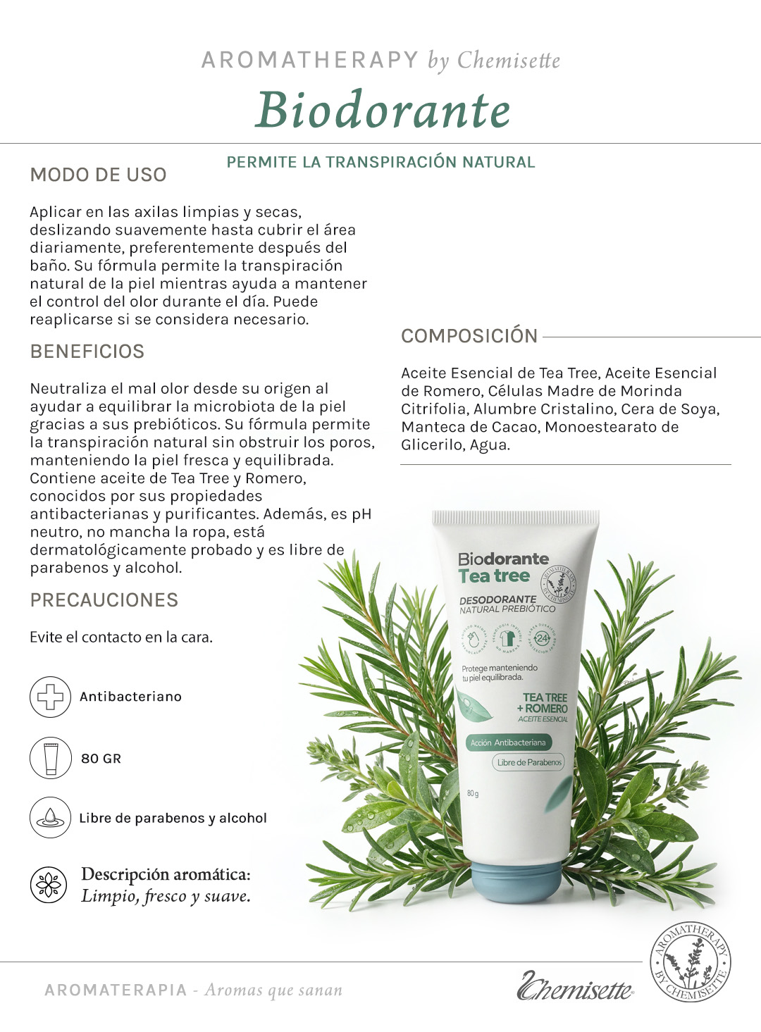 Biodorante con Tea Tree y Romero