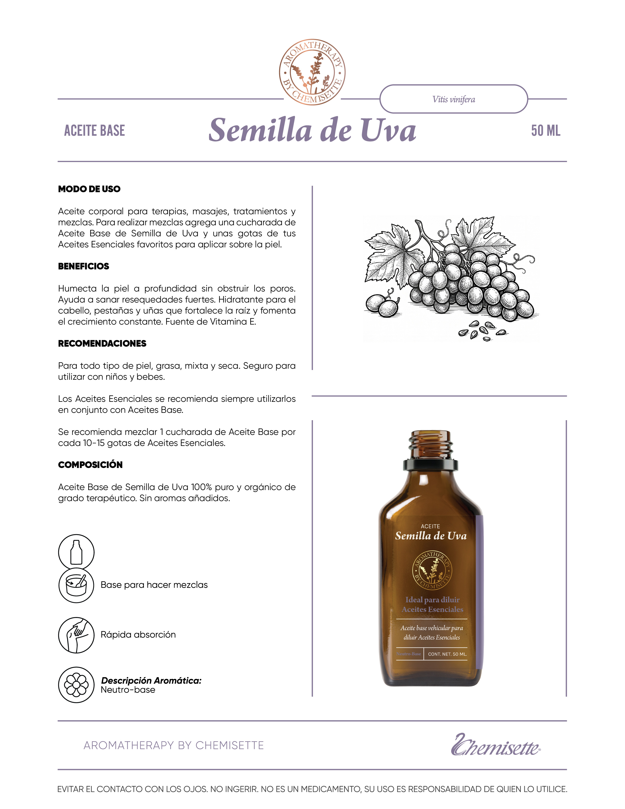 Aceite Base de Semilla de Uva 50ml