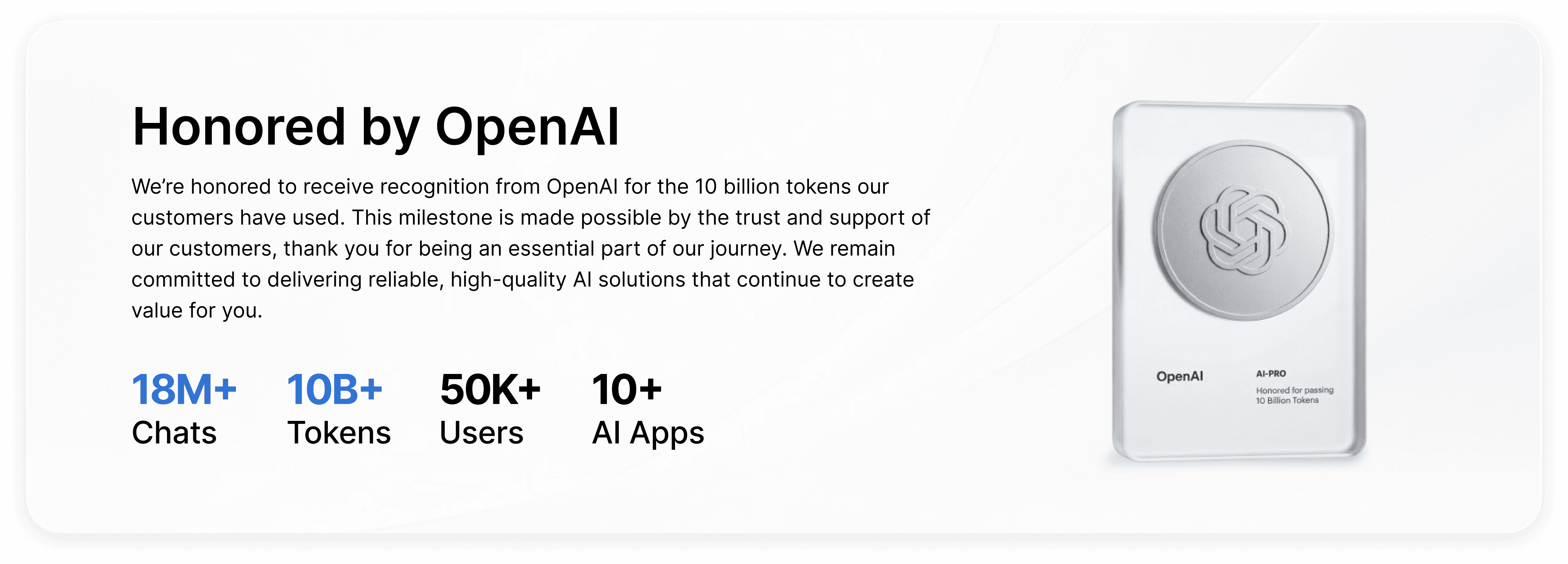 OpenAI awards AI-PRO.org for Surpassing the 10 Billion Token Milestone