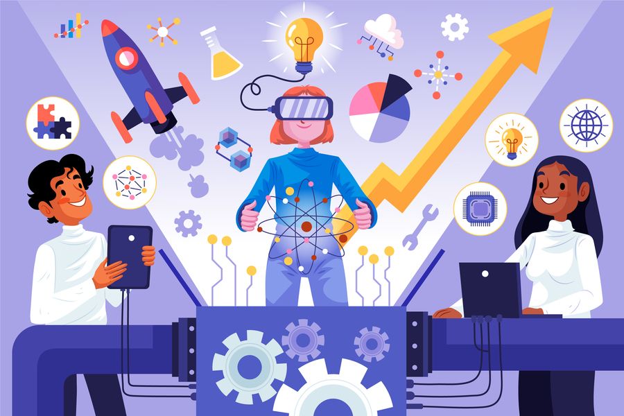 Hand drawn flat design innovation concept