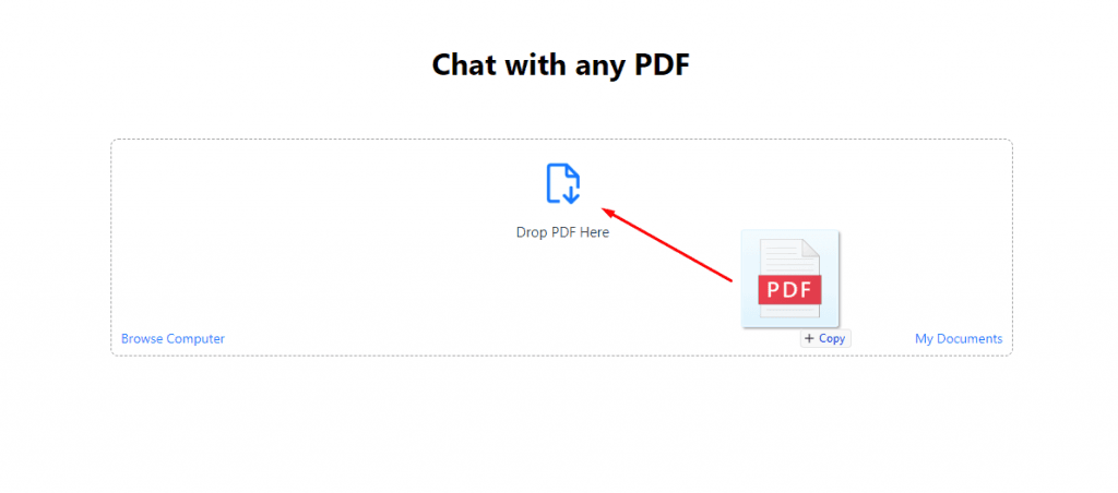 drag pdf file to chatpdf interface