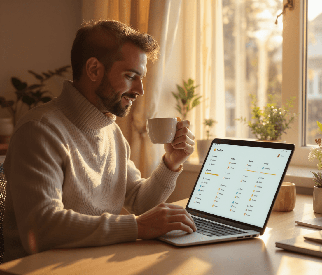 A man using AI-PRO on his laptop