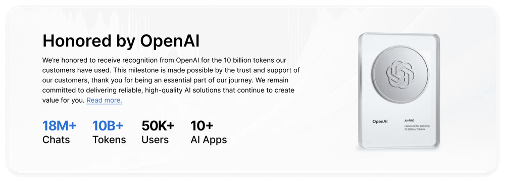 OpenAI awards AI-PRO.org for Surpassing the 10 Billion Token Milestone