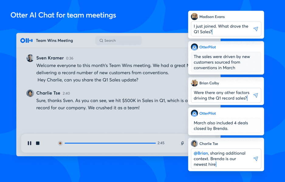 otter ai chat for team meetings