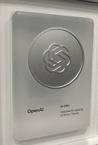 AI-PRO.org Receives a Token of Appreciation from OpenAI for Surpassing the 10 Billion Token Milestone