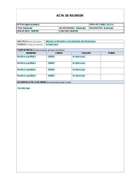 Formulario Acta de reunión