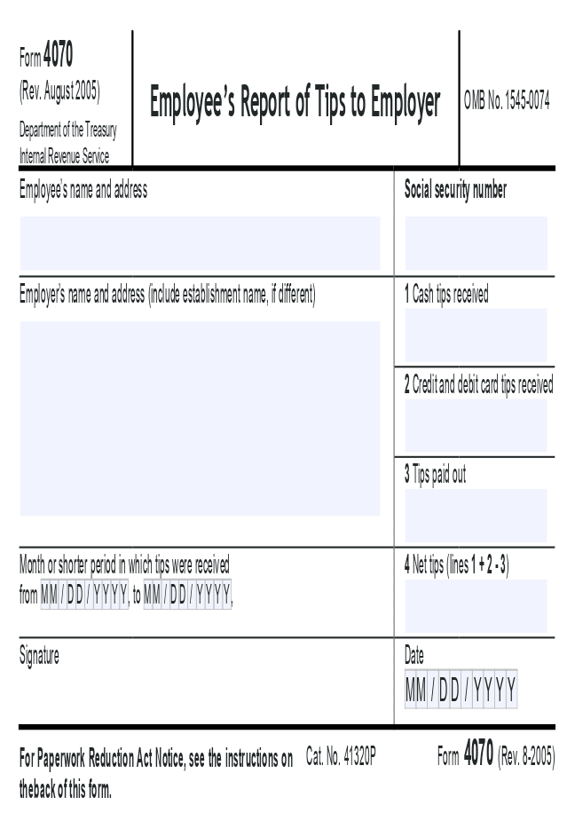Form 4070 (Employee's Report of Tips to Employer)
