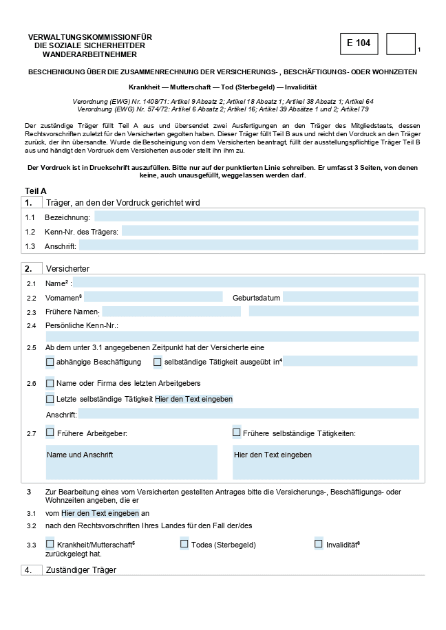 E104 Formular