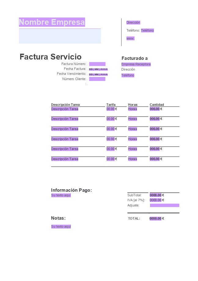 Formulario Factura
