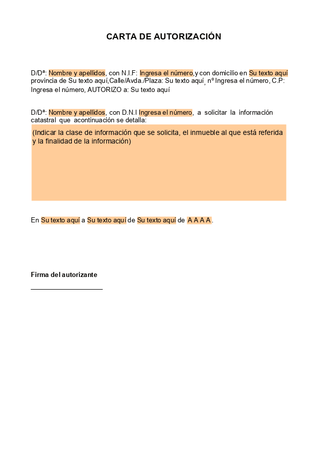 Formulario Carta de autorización
