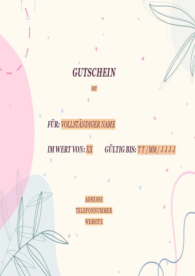 Vorlage für Geschenkgutschein 1