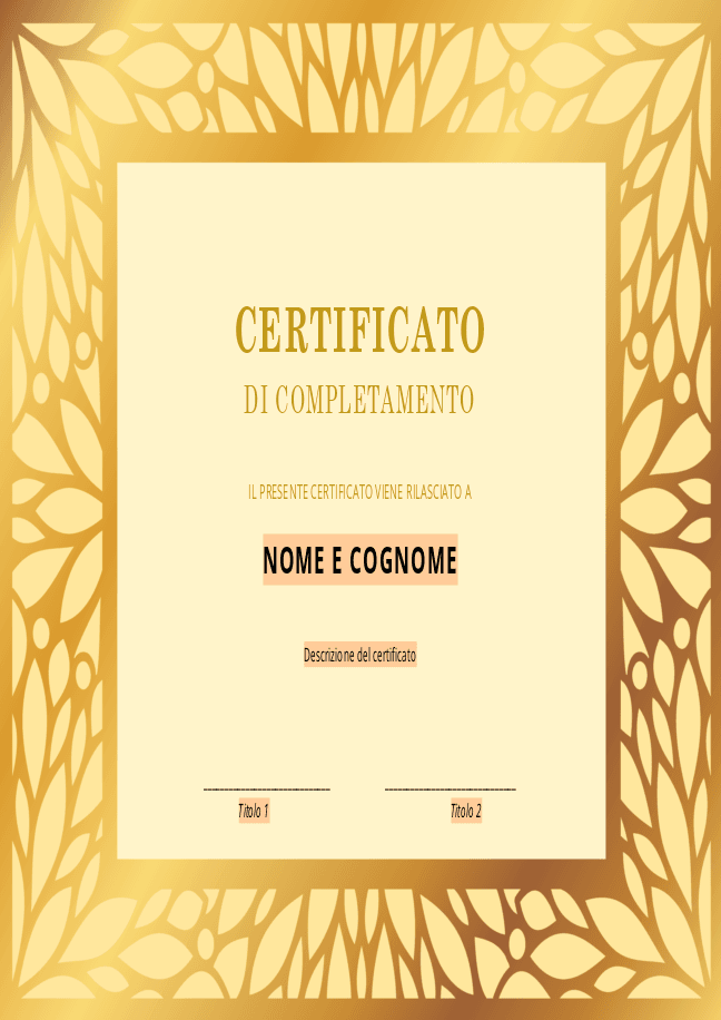 Modello di Certificato di completamento 4