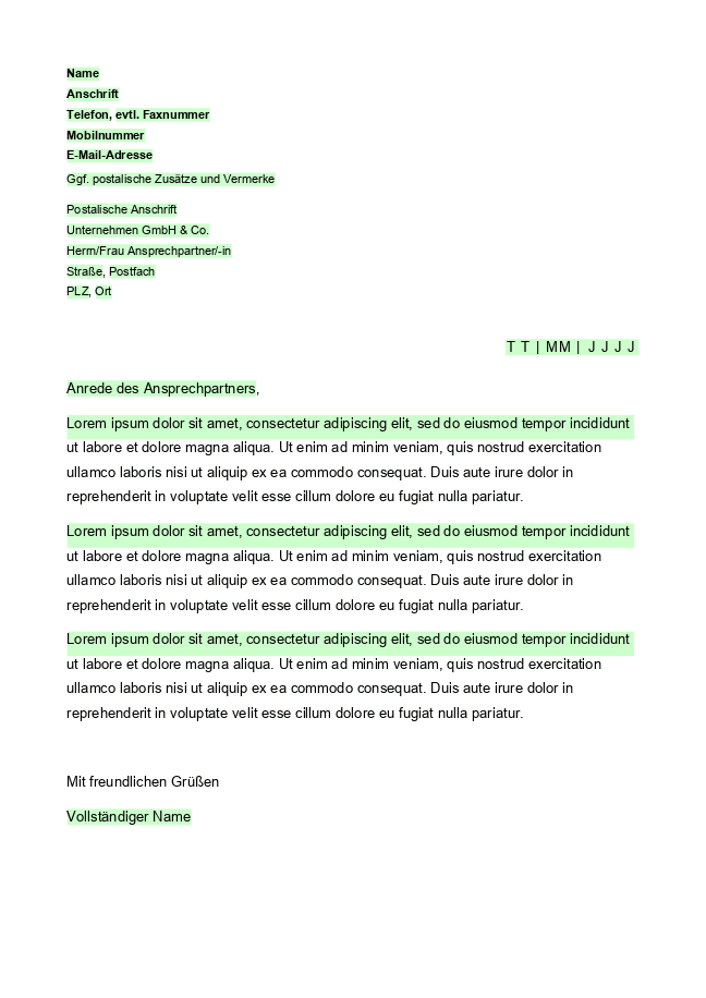 Briefvorlage