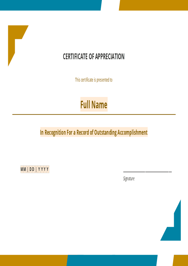 Certificate of appreciation form