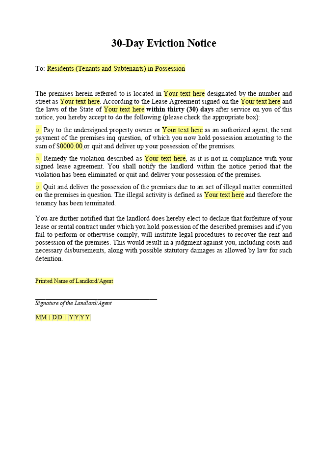 30-day eviction notice form