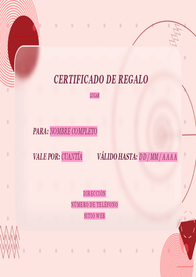 Formulario Certificado de regalo 2