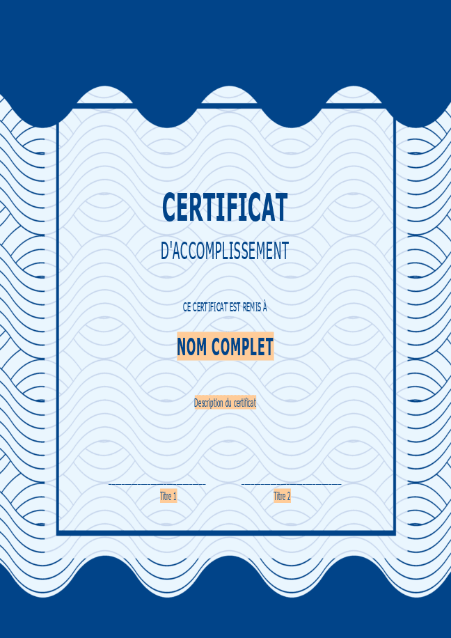 Formulaire certificat d'accomplissement 5
