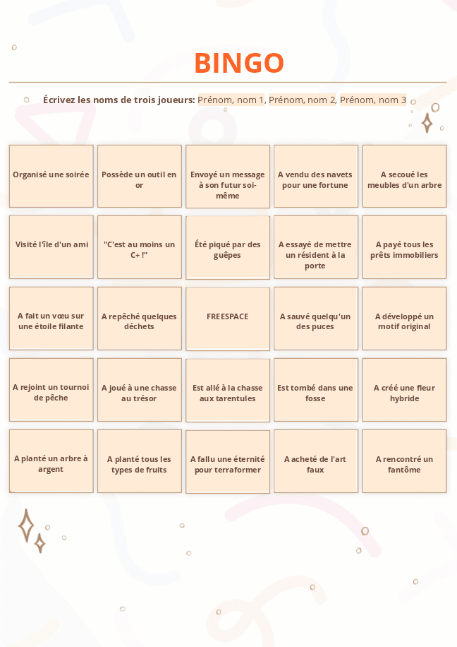 Formulaire carte de bingo 1