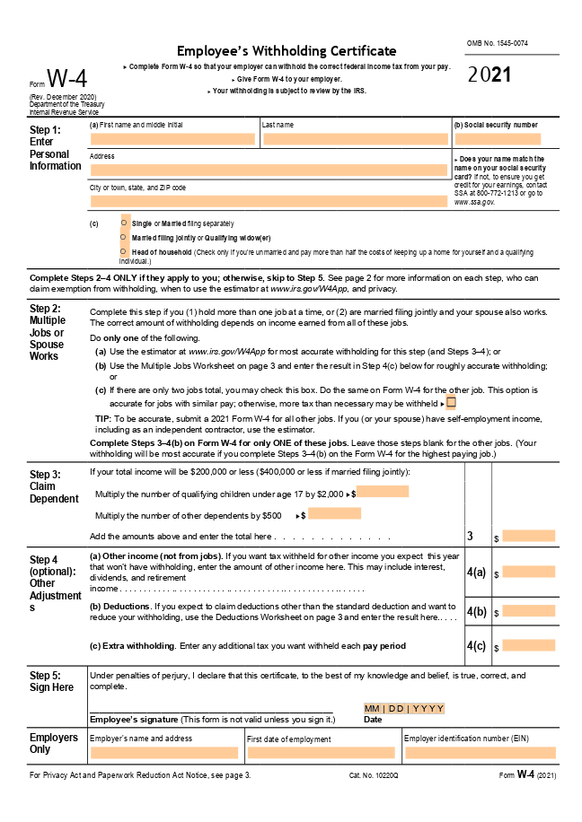 Form W-4 (Employee's Withholding Certificate)