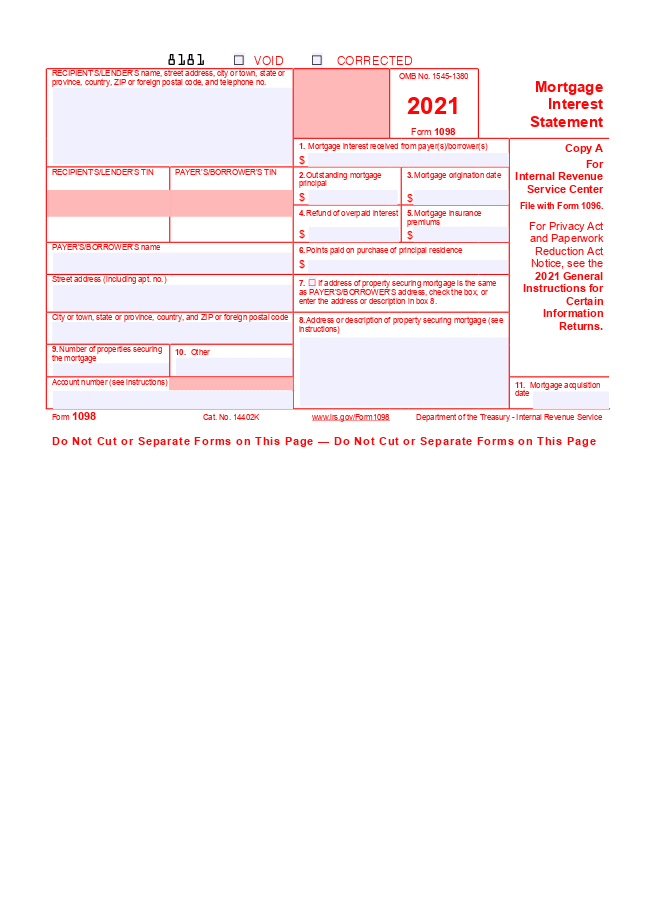 Form 1098 (Mortgage Interest Statement)