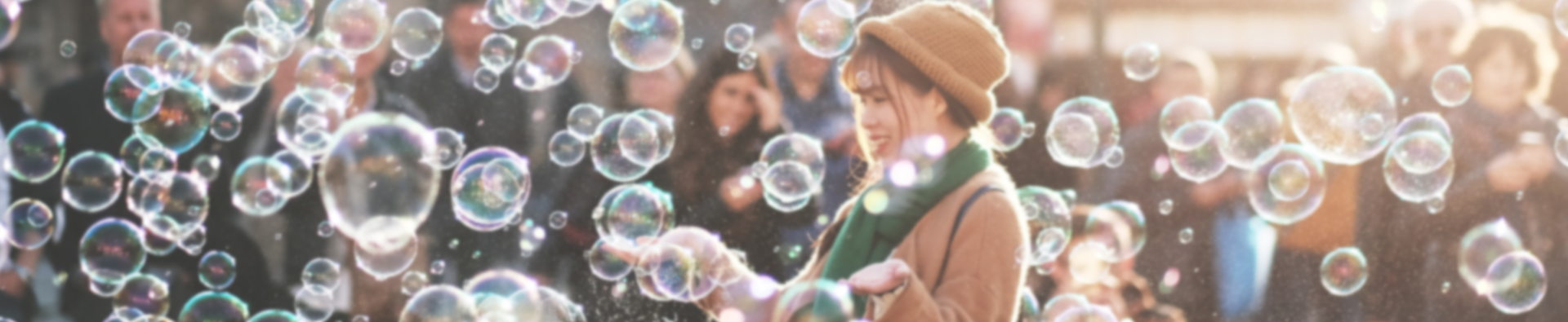 Woman playing in bubbles
