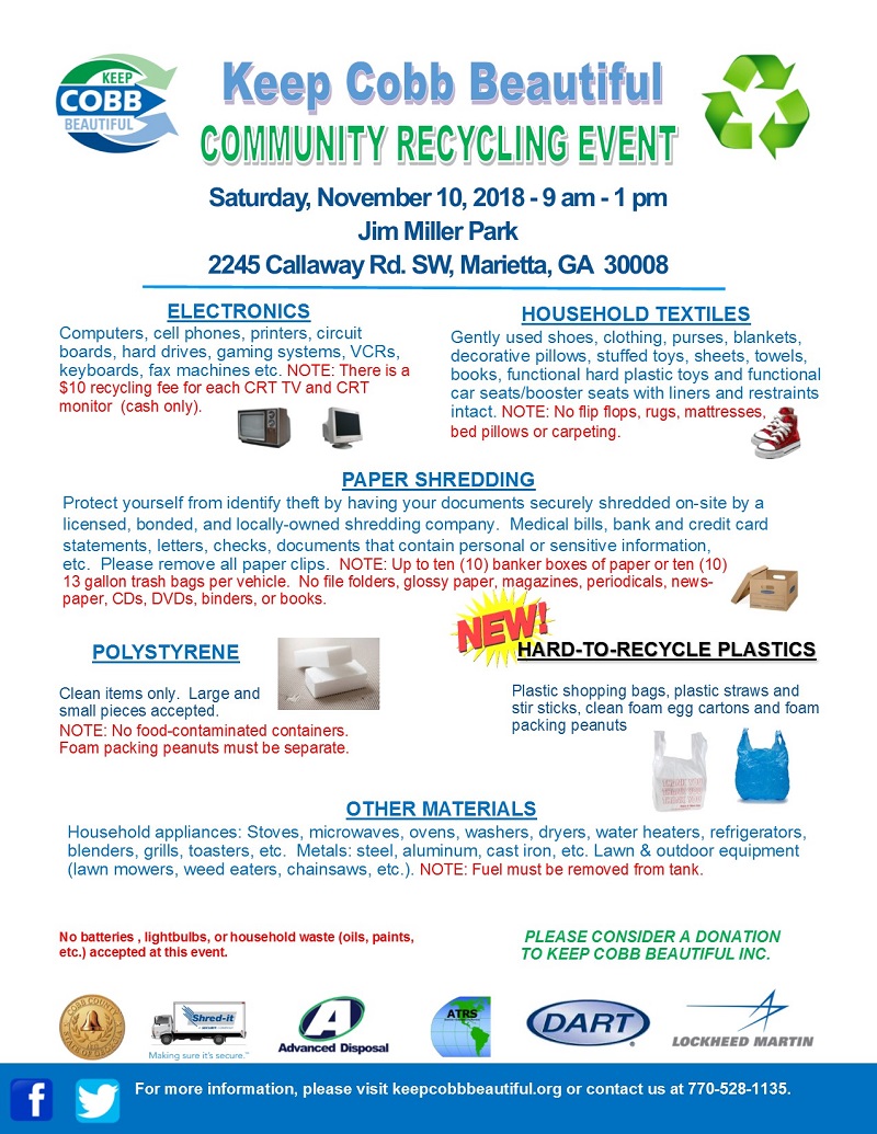 2018 fall recycling event flyer