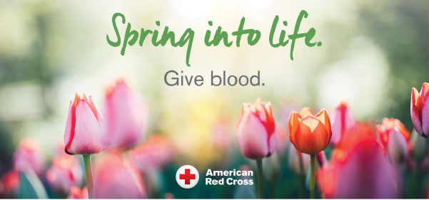 Photo of flowers promoting spring blood drive.