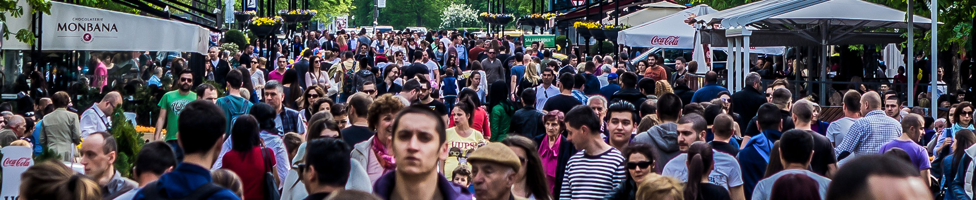 Street Scene with Tents and Crowd
